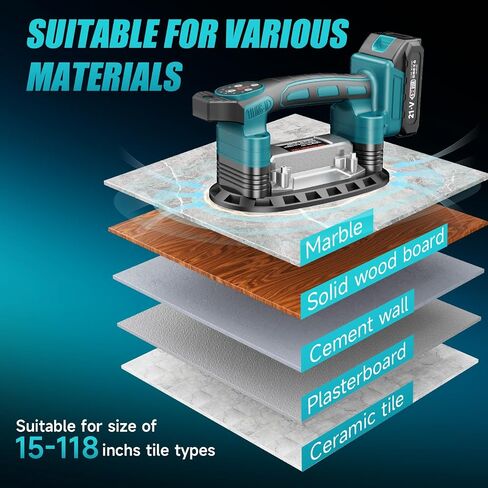 Cordless Tile Vibration Tool,Max 28000r/Min 9 Adjust Speed for Tile | Battery Power Tile Vibration Leveling Machine,3-In-1 Portable Tile Suction Cup Tool for Wood, Floor, Wall in Kuwait