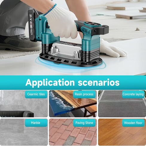 Cordless Tile Vibration Tool,Max 28000r/Min 9 Adjust Speed for Tile | Battery Power Tile Vibration Leveling Machine,3-In-1 Portable Tile Suction Cup Tool for Wood, Floor, Wall in Kuwait