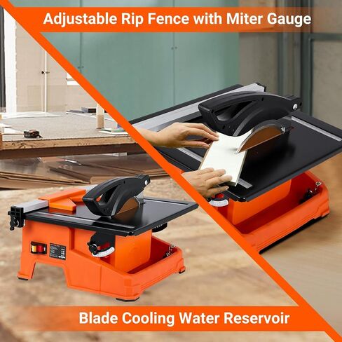 Towallmark 7 inch Wet Tile Saw, 6500 RPM & Pure Copper Motor, Bevel cuts tile from 0 to 45, Tile Cutter Wet Saw with Water Reservoir for Cutting Tiles and Stones, for DIY Enthusiasts in Kuwait