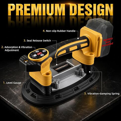Cordless Suction Cup Tile Vibration Tool Compatible with Dewalt 20V Battery(No Battery), 9 Speed Adjustable Tile Installation Leveling Machine with Suction Max 250kg Tiling Vibrator for Floor Wall in Kuwait