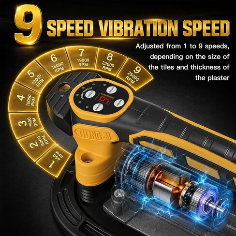 Cordless Suction Cup Tile Vibration Tool Compatible with Dewalt 20V Battery(No Battery), 9 Speed Adjustable Tile Installation Leveling Machine with Suction Max 250kg Tiling Vibrator for Floor Wall in Kuwait