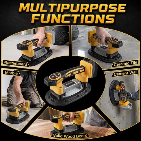 Cordless Suction Cup Tile Vibration Tool Compatible with Dewalt 20V Battery(No Battery), 9 Speed Adjustable Tile Installation Leveling Machine with Suction Max 250kg Tiling Vibrator for Floor Wall in Kuwait