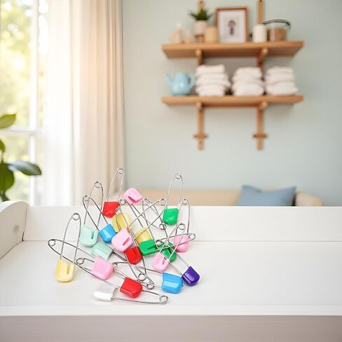 20 Pcs 2 Inch Baby Infant Child Cloth Nappy Diaper Pins Safety Locking Holder Colorful Safety Pins Heavy Duty, Diaper for Pins and Fasteners, Cloth Diapers and Accessories in Kuwait