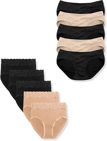 Kindred Bravely Postpartum Panty Underwear & Under the Bump Bikini Panty Underwear Bundle, 10 Pairs (Neutrals, Small) in Kuwait
