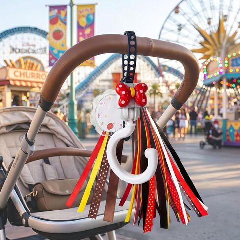 Universal Stroller Hooks for Bags, Cute Red Polka Dot Bow Stroller Accessories with Name Tag & Ribbons, Quickly Locate Your Stroller in Crowded Parks, Airports in Kuwait