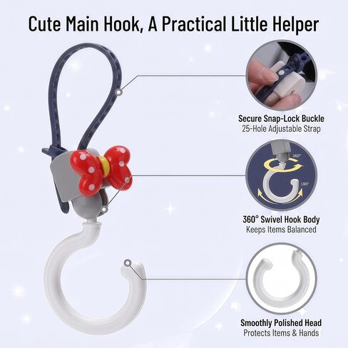 Universal Stroller Hooks for Bags, Cute Red Polka Dot Bow Stroller Accessories with Name Tag & Ribbons, Quickly Locate Your Stroller in Crowded Parks, Airports in Kuwait