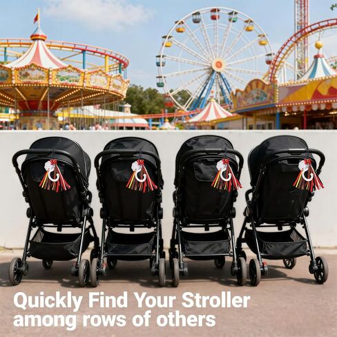 Universal Stroller Hooks for Bags, Cute Red Polka Dot Bow Stroller Accessories with Name Tag & Ribbons, Quickly Locate Your Stroller in Crowded Parks, Airports in Kuwait