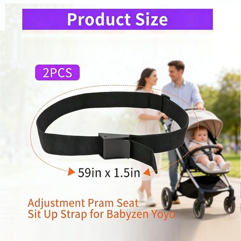 2 Pack Stroller Seat Adjustment Strap Pram Sit Up Seat for Universal Upright Back Support Tension Stroller Seat Child Baby Strap for Babyzen Yoyo Pushchairs in Kuwait