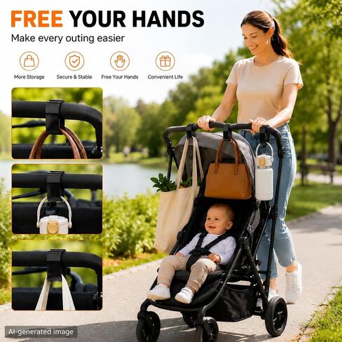Universal Stroller Hooks for Bags, Heavy Duty Baby Stroller Accessories for Diaper Bags, Grocery Bags & Shopping Bags, Easy Install Stroller Clips for Most Strollers and Wagons in Kuwait