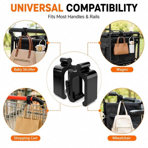 Universal Stroller Hooks for Bags, Heavy Duty Baby Stroller Accessories for Diaper Bags, Grocery Bags & Shopping Bags, Easy Install Stroller Clips for Most Strollers and Wagons in Kuwait