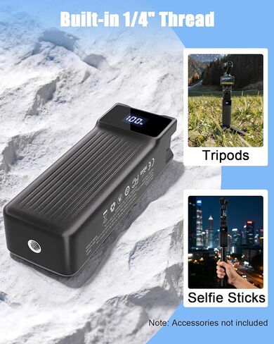 JYJZPB 10000mAh Battery Handle Compatible with DJI Osmo Pocket 3, Pocket 4 | Portable Battery Grip Compatible with Xtra Muse, Pocket 4P, 22.5W Fast Charging with Digital Screen and Reserved 1/4" Thread in Kuwait