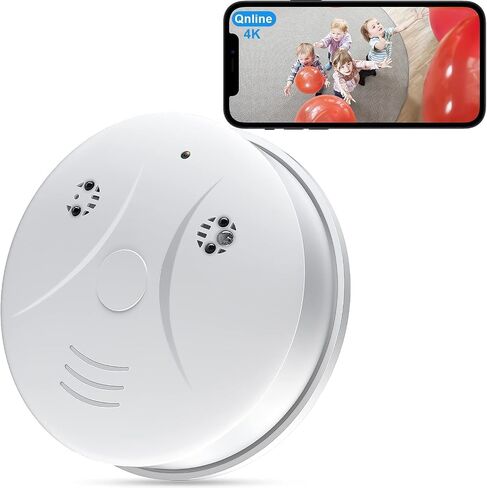 HD 1080P Hidden Camera Smoke Detector WiFi Cameras Wireless Small Spy Nanny Cam with Motion Detection, Surveillance Indoor Camera for Home Security No Audio in Kuwait