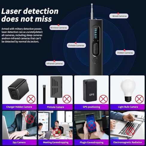 Nilone Hidden Camera Detector for Travel, Camera Detector Spy Camera Finder | 5 Levels Sensitivity 4 Modes Hidden Device Finder, Personal Privacy & Security Devices for Home,Hotel&Travel,Office,Vehicles in Kuwait