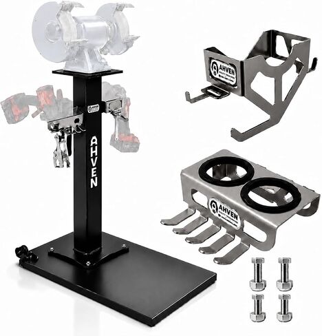 Heavy Duty Mobile Vise and Grinder Stand Set with Accessory Hangers, Steel Floor Pedestal for Bench Vise and Bench Grinder in Kuwait