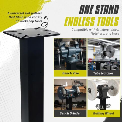 Heavy Duty Mobile Vise and Grinder Stand Set with Accessory Hangers, Steel Floor Pedestal for Bench Vise and Bench Grinder in Kuwait