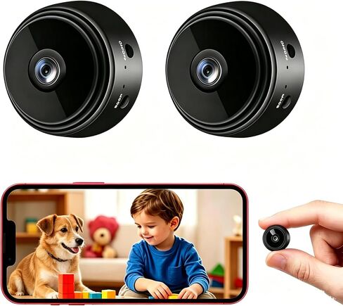 Small Spy Camera Room Camera WiFi Home Security Camera Mini Hidden Camera Video Recorder Night Vision Live Feed Playback Phone App Control, 2 Packs in Kuwait