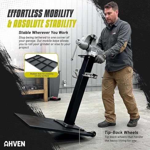 Heavy Duty Mobile Vise and Grinder Stand Set with Accessory Hangers, Steel Floor Pedestal for Bench Vise and Bench Grinder in Kuwait