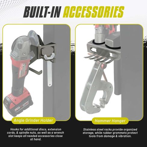 Heavy Duty Mobile Vise and Grinder Stand Set with Accessory Hangers, Steel Floor Pedestal for Bench Vise and Bench Grinder in Kuwait