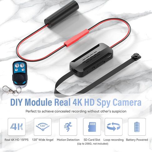 Wireless Ultra 4K HD Hidden Mini Camera, DIY Module Tiny Security Cam with Motion Detection and Loop Recording, 2500mAh Battery, Remote Control (Don't Support Wi-Fi and Not Include SD Card) in Kuwait