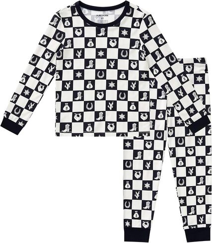 pureborn Baby Viscose from Bamboo Pajama Set Toddler Boy Sleepwear 12M-8Y | Silky smooth, gentle on skin, snug fit, breathable, lightweight, buttery soft, OEKO-TEX, long sleeves, 2pcs in Kuwait