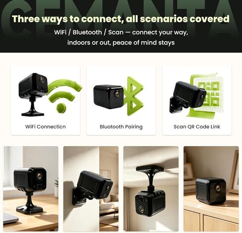 4MP Mini Security Camera Wireless Indoor, Free Cloud Storage, Small Hidden Cameras for Home Security, 2.4G/5G WiFi, AI Motion Detection, Night Vision, Battery Powered, Compatible with Alexa in Kuwait
