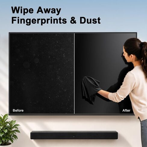 XL Premium Screen Cleaning Cloth 16"X16" 3 Pack Microfiber TV Screen Cleaner Cloth for OLED LED TVs, Computer Monitors, Laptops, Tablets & Car Displays, Lint-Free Streak-Free, Black in Kuwait