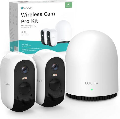WUUK Security Cameras Wireless Outdoor 2K, Indoor Home Surveillance System | 32G Local Storage, No Monthly Fee, Motion Alert, Night Vision, 2.4/5 GHz WiFi, Compatible with Alexa & Google, 4-Camera Kit in Saudi Arabia