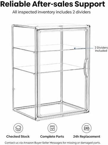 Baby Bottle Organizer, 3 Tier Bottle Storage Organizer with 2 Sheet Alphabet Stickers, 2 Removable Dividers and Magnetic Door, Clear Bottle Station Organizer for Countertop Cabinet in Kuwait
