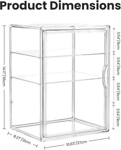 Baby Bottle Organizer, 3 Tier Bottle Storage Organizer with 2 Sheet Alphabet Stickers, 2 Removable Dividers and Magnetic Door, Clear Bottle Station Organizer for Countertop Cabinet in Kuwait