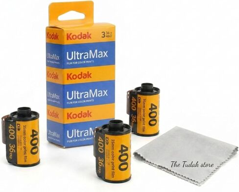 Kodak Ultramax 400 35mm Film - 3 Packs of 36 Exposure Rolls for 35mm Cameras Bundled with The Tudak Store Microfiber Cloth - 108 Exposures, ISO 400 Color Negative Film for 35mm Film Camera in Kuwait