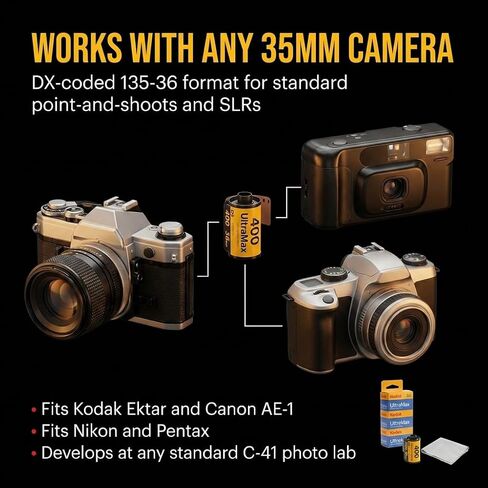 Kodak Ultramax 400 35mm Film - 3 Packs of 36 Exposure Rolls for 35mm Cameras Bundled with The Tudak Store Microfiber Cloth - 108 Exposures, ISO 400 Color Negative Film for 35mm Film Camera in Kuwait