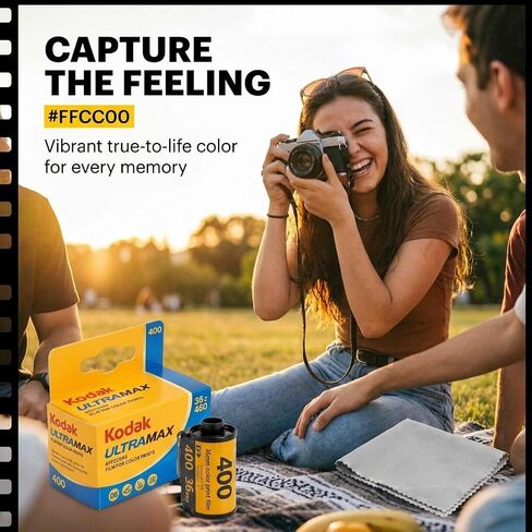 Kodak Ultramax 400 35mm Film - 3 Packs of 36 Exposure Rolls for 35mm Cameras Bundled with The Tudak Store Microfiber Cloth - 108 Exposures, ISO 400 Color Negative Film for 35mm Film Camera in Kuwait