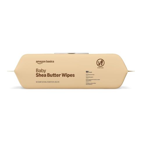 Amazon Basics Shea Butter Baby Wipes, Hypoallergenic, with Vitamin E and Aloe, 6.75 x 7.5 Inch, 810 Count (9 Packs of 90 Wipes Each) in Kuwait