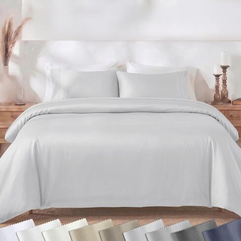 California Design Den 3 Pc Full/Queen Duvet Cover Set - Winner Good Housekeeping Best Bedding Awards 2025, 400 Thread Count Sateen, 100% Cotton Duvet Cover Queen Size,Button Closure,Corner Ties -White in Kuwait
