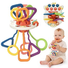 Baby Teething Toys 6-12 Months & Toddler Car Activities | Exceptional Silicone Pull String Sensory Toy, Montessori Toys for 1 Year Old Boy Girl Infant in Kuwait