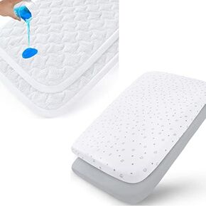 Pack and Play Mattress Pad Protector and Sheets, Waterproof Pack and Play Cover Sheets 2 Pack in Kuwait