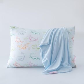Soft Toddler Pillowcases 2 Pack, 95% Bamboo derived from Viscose, Envelope Style Pillow Case, 13x9 Inch, Toddler Kids Pillow Cases, Replacement Pillow Cases (Dino/Solid Blue) in Kuwait