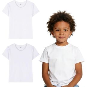 ORJ 2 Pack Polyester Kid Shirt Sublimation Blank T Shirts Polyester Tshirts for Sublimation White Crew Neck in Kuwait