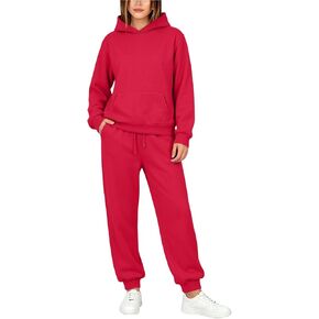 Sweatsuits for Women Hooded Jogger Lounge Set | Hooded Drawstring Top Elastic Waist Sweatpants Set,Athletic Lounge Outfits in Kuwait