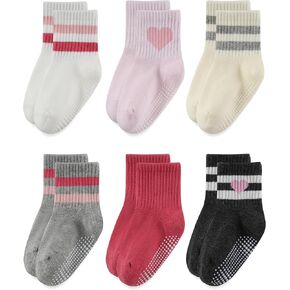 6 Pairs Toddler Socks Baby Non Slip Grip Socks for Boys Girls | Cotton Blend,Machine Washable,Stretchable and Durable,Seamless Design,Daily Use,Ankle Socks in Saudi Arabia