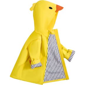 Toddler Baby Boy Girl Duck Raincoat, Cartoon Hoodie Zipper Jacket | Yellow Rain Jacket Striped Lining Waterproof in Kuwait