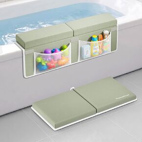 Bath Kneeler and Elbow Rest Pad Set-Baby Bath Kneeler with 1.5'' Comfortable Thick Memory Foam, Non-Slip Knee & Arm Support for Baby Bath Time,Foldable Bath Mat for Baby Storage Pockets in Saudi Arabia