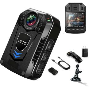 2K Body Camera with Audio and Video, 128GB Body Worn Camera, 10H Recording, Night Vision, IP67 Waterproof, 140° Wide Angle, Wearable Cam for Law Enforcement, Security & Outdoor Work in Kuwait