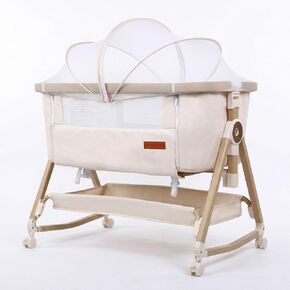 Maydolly Baby Bassinet & Bedside Sleeper, 3 in 1 Rocking Bassinet with Mattress & Sheet, Adjustable Height, Removable Breathable Cover, Easy Folding Infant Crib (Beige) in Saudi Arabia
