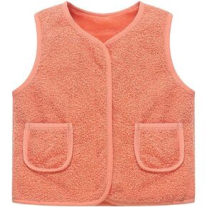 Moonker Kids Sherpa Fleece Vest Jacket Boy Girls Warm Cozy Zipper Sleeveless Waistcoat Fuzzy Winter Cropped Soft Jacket in Saudi Arabia