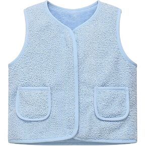 Moonker Toddler Puffer Vest Boys Girls Fuzzy Fleece Plain Waistcoat Furry Sherpa Sleeveless Jacket Winter Fleece Warm Sweater in Saudi Arabia