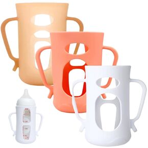 3Pack Silicone Sleeves Compatible with Pigeon Bottles for 5.4oz, Anti Breakage Glass Bottle Holder with Handles, Silicone Bottle Holder for Easy Grip, Quick Install, Easy to Clean in Kuwait