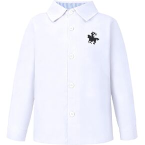 Jecson Boys Dress Shirts Boys Button Down Shirt Long Sleeve 2-6Y | Soft breathable cotton-blend fabric resists shrinking and fading for lasting comfort and everyday wear in Kuwait