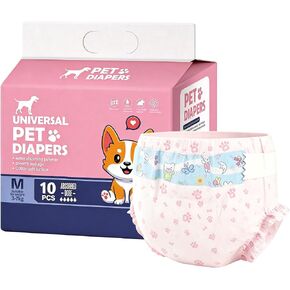Pet Diapers, Goat Diapers for Females,M Waist Size 28-48/10 Pieces All-Absorb Disposable Secure Fit, Breathable Absorbency, Leak Guard, Cute Patterns, Stays Dry Longer, Goats to Move Freely Indoors in Saudi Arabia