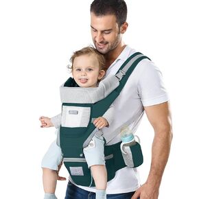 Baby Carrier Ergonomic Infant Carrier with Hip Seat Kangaroo Bag Soft Baby Carrier Newborn to Toddler 7-45lbs Front and Back Baby Holder Carrier for Men Dad Mom (Grey) in Kuwait